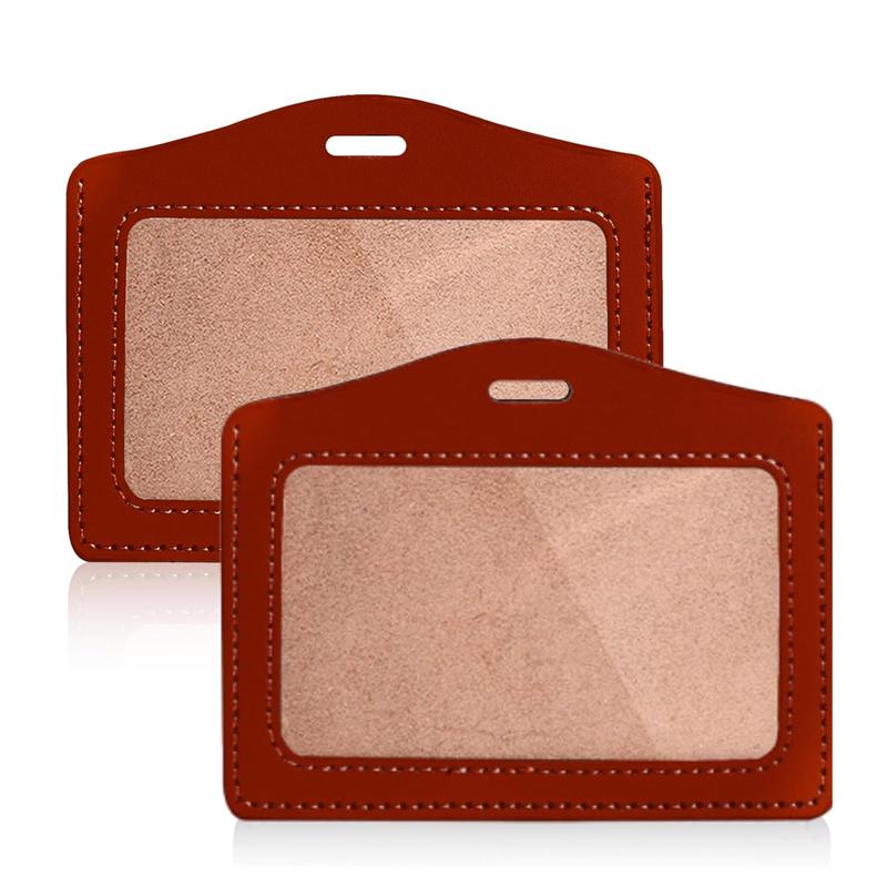 Premium PU Leather ID Card Holder - Horizontal Brown